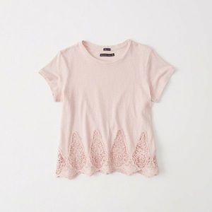 Abercrombie Relaxed Tee with Lace Hem